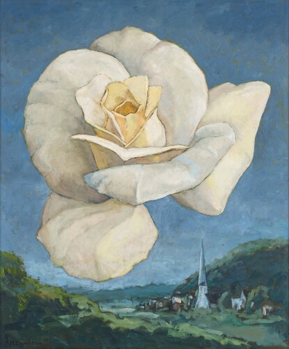 Rose blanche avec paysage